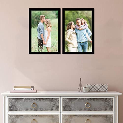 Image of A4 Document Photo Frame Set of 2 Black Photo Frames for Home and Office decoration (Photo Size 8 x 12 Inches)