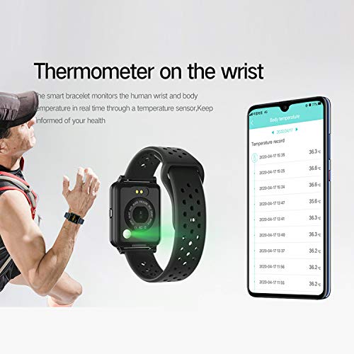 Honorall Relógio inteligente Rastreador de Fitness Monitor de Freqüência Cardíaca Temperatura Corpor