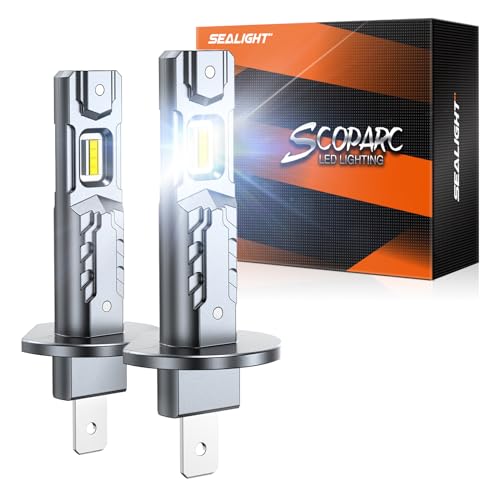 Image of SEALIGHT H1 Fog Bulb, 30000LM High Power, 6500K Cool White with 14000RPM Cooling Fan, 1:1 Mini Size for H1 Fog Light, Plug - N - Play, Pack of 2