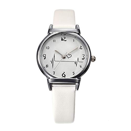 Toxz Women's Creative Quartz Wrist Watch,Leather Band,Heart-Feeling Electrocardiogram Pattern,Easy to Read,The Best Gift