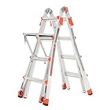 Little Giant Velocity 17 Foot Aluminum Adjustable Folding Ladder & Work Platform