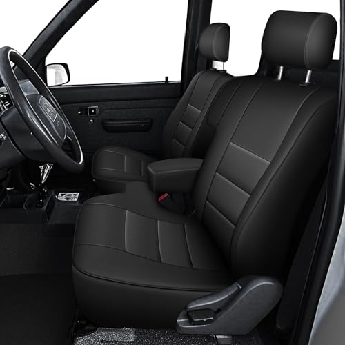 AOMSAZTO Front Seat Covers for Toyota Tacoma 1995-2000 60/40 High Front Bench Custom Fit Full Set Faux Leather Black