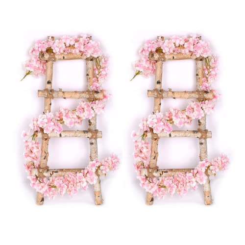 2 Piezas Guirnalda de Flores de Cerezo Artificiales, Flores Vides Flores Falsas Colgando, Vid Colgante Flores de Seda, Plantas Hiedra Rosa para Colgar en Bodas Hogar Oficina Arco Decoración Cover