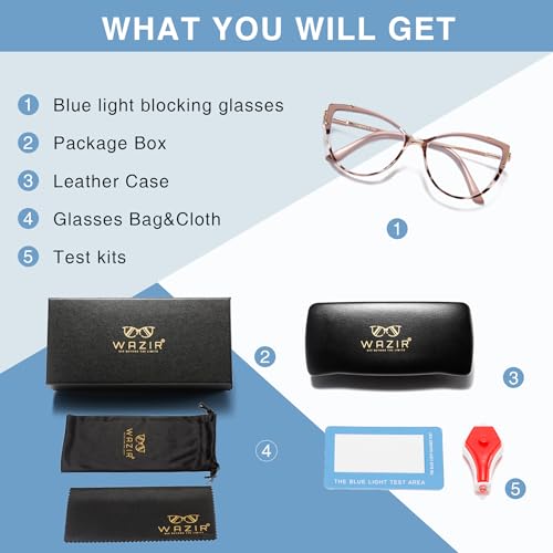 Image of WAZIR Cat Eye Blue Light Blocking Glasses for Women - Protect Your Eyes in Style with Anti-Reflective Computer Glasses