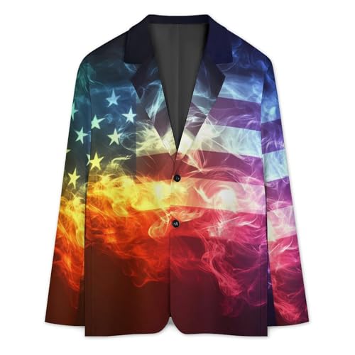 U.S. Gay LGBTQ Flag Colorful Mens Suit Jacket Lapel Blazers V Neck Button Business Coat Tuxedo for Wedding Party3