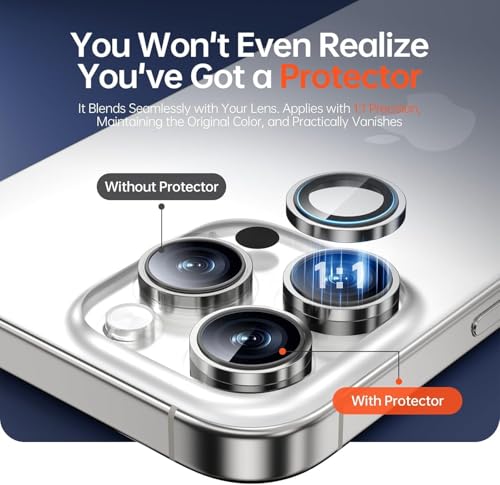 Image of Premium Camera Lens Protector Compatible For iPhone 13 Pro (Silver) Camera Lens Protector - 9H Tempered Glass, Military-Grade Anti-Scratch, Case-Friendly, Easy Install Frame