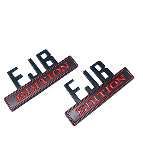 Image of 2PCS FJB Edition Emblem 3D Letters Badge Truck Adhesive Conservative Stickers, Funny Decals Adhesive Letters Fit for Vehicle, Truck, SUV, Door Decoration (Black Red)