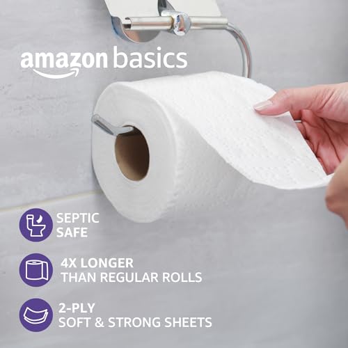 Image of Amazon Basics Soft and Strong 2-Ply Toilet Paper, 18 Ultra Rolls = 72 Regular Rolls, Unscented, 340 Sheet (3 Packs of 6)