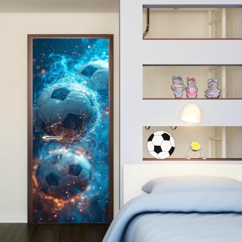 Pegatinas para Puerta Fútbol Americano Pegatinas Puertas Tema Deportivo Autoadhesivas Pared Murales Calcomanías de Vinilo Extraíbles para Decoración del Hogar 90x210 cm A/N1495