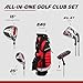 Precise XD-J Kids Golf Clubs Set – Boys’ & Girls’ Junior Golf Set with Lightweight Graphite Shafts, Hybrid, Putter & Stand Bag - Red Ages 6-8 – Left-Handed