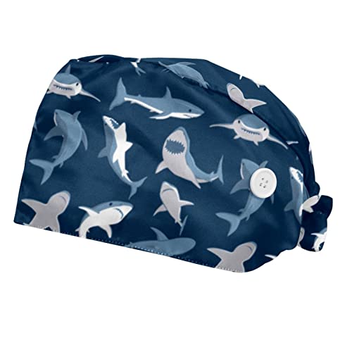 Chapeaux bouffants JDEZ à motif requins ajustables pour le travail lot de 2