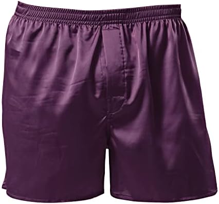 Men's Satin Boxer Shorts Satin Sleep Shorts Silk Pajamas Bottom Silk Boxers Sleepwear Underwear with Button Fly
