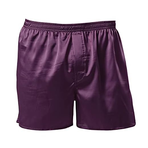 Men's Satin Boxers Shorts Silk Sleep Pajama Bottom Silk Boxers Comfortable Lounge Underwear with Button Fly Purple