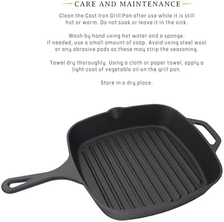 Jim Beam , Pre Seasoned Cast Iron Square Skillet with Ridges, 16" - Thumbnail 5