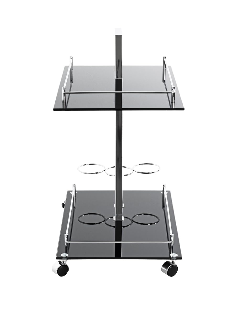 HAKU Carrello di Servizio Cromo, Nero, Metallo, Vetro di Sicurezza 8 mm - Dim. L 40 cm x A 72 cm x P 60 cm, Stile Moderno