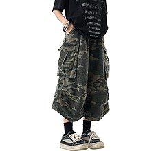 Mens Camo Jeans Shorts Y2k Baggy Long Jorts Camouflage Denim