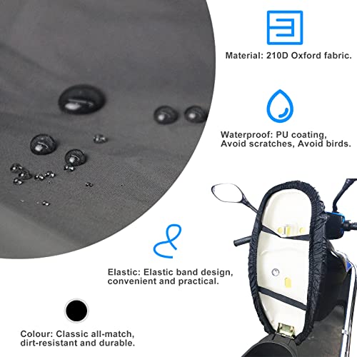 Taekooki Motorrad Sitzbankbezug Schwarz L - Wasserdichter Sitzbezug aus Oxfordtuch für Roller und Moped, mit Gummiband für Sitzschutz