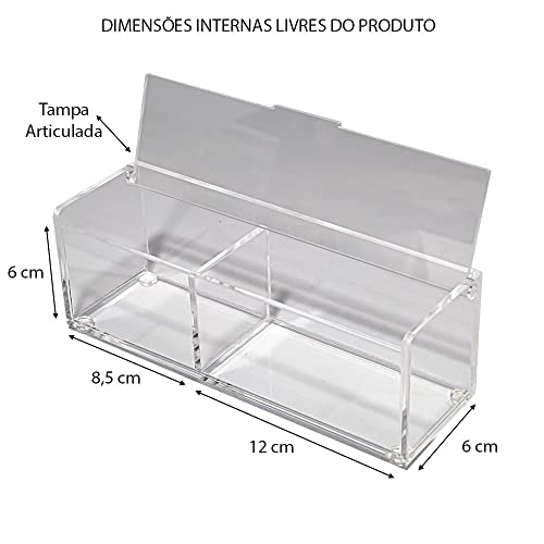 Porta Cotonete e Algodão Organizador Acrílico 4mm com Tampa