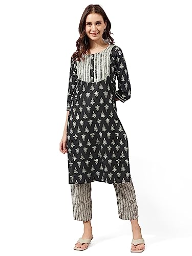 Image of MIRCHI FASHION Pure Cotton Straight Kurta Set for Women with Pant | Printed Kurta Pant Set | Ethnic Office Wear Kurta Set with Trouser