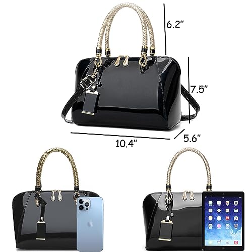 Bolso satchel para mujer de cuero patentado brillante ZiMing, bolso de mano con asa superior, bolso tote mediano, bolso de hombro miniatura 4