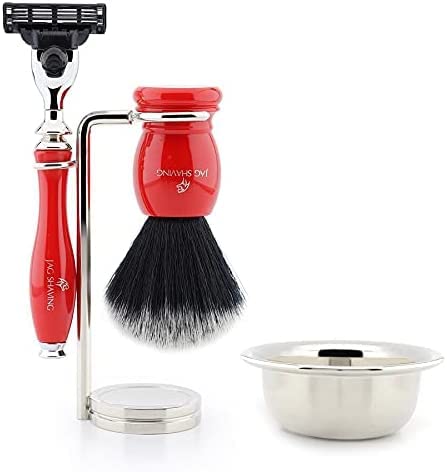 3-krawędziowy zestaw do golenia ze sztucznej szczotki do włosów i stojak do golenia ze stali nierdzewnej Jag Shaving