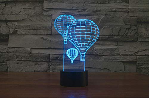 Lámpara de mesa ilusión 3D globo aerostático LED remoto miniatura 6