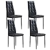 Chaise à Manger- SICOTAS Lot de 4 Chaises Salle à Manger Chaise de Cuisine avec avec Assise et Dossier en PU, Pieds en Métal, Chaise Modern pour Salle à Manger, Salon, Cuisine, Bureau,Noir