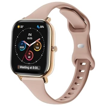 TUCOMO Pulseiras de relógio finas de silicone compatíveis com Amazfit Active 2/GTR Mini/GTS 4/4 Mini/3/2/2 Mini/2e/GTS, pulseira esportiva fina e estreita para Amazfit Bip/3 Pro/U Pro