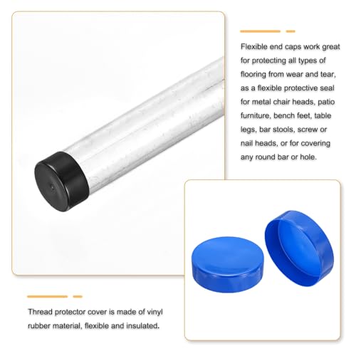 Image of uxcell 2pcs Rubber End Caps 250mm (9 7 /8 Inch) ID x 50mm(2 Inch) H Vinyl Round Tube Bolt Cap Cover Screw Thread Protectors Blue