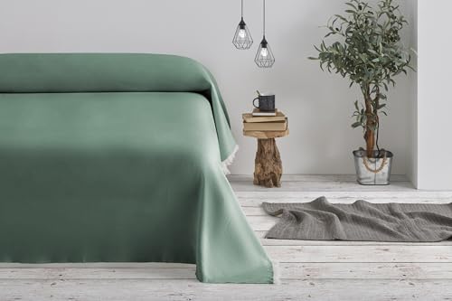 textil-home Throw Blanket Protector sofa MARTINA Bed Cover - 230x285 cm - for 3 seater sofa cover, Sofa Cover Protector. Green - Image 4