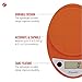 Escali Primo Digital Food Scale Multi-Functional Kitchen Scale and Baking Scale for Precise Weight Measuring and Portion Control, 8.5 x 6 x 1.5 inches, Pumpkin Orange