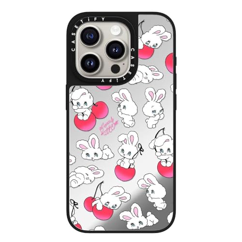 CASETiFY MagSafe �Ή��~���[ iPhone 15 Pro �P�[�X [���ː� / 1.5m����̗����������N���A / MagSafe �ɑΉ�] - Cherry Mix - �V���o�[ (�u���b�N�o���p�[)