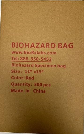 Image of Stick-On Red Biohazard Waste Bags (100 Pack) - 11x15 Inch Adhesive Disposal Bags for Tattoo Artists, Clinics & Phlebotomy Trays - Leak-Proof Infectious Waste Bags