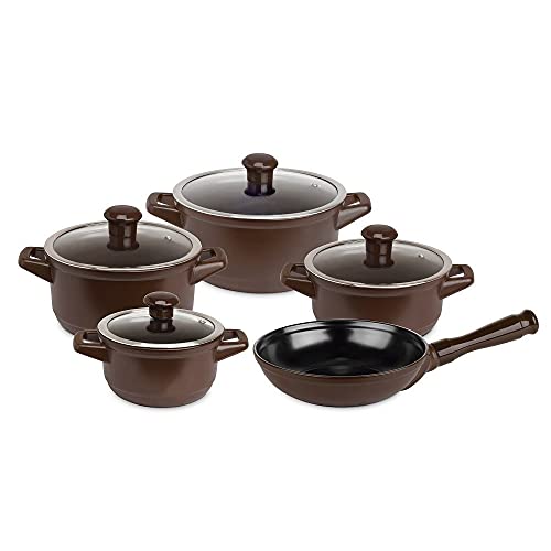 Conjunto de Panelas Cerâmica Duo 5 Peças Chocolate e Brindes Ceraflame