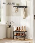 SONGMICS 2-Tier Shoe Rack for Closet, Compact Metal Shoe Organizer Shelf for Entryway, Bedroom, Small Spaces, Stackable, 11.8 x 17.7 x 12.2 Inches, Black ULSA112BH01