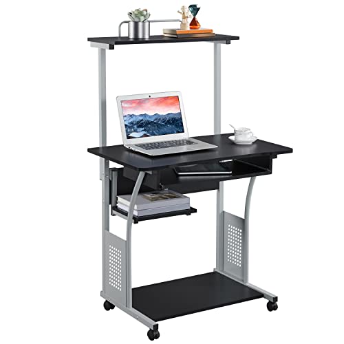 Yaheetech 3 Tiers Computer Desk with Keyboard Shelf and Printer Shelf Stand Home Office PC Laptop...