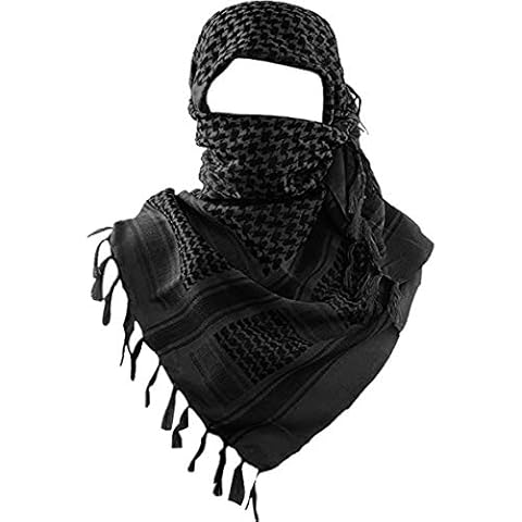 MAGNIVIT Cotton Keffiyeh Tactical Desert Scarf Wrap Shemagh Head Neck Arab Scarf Black Cover