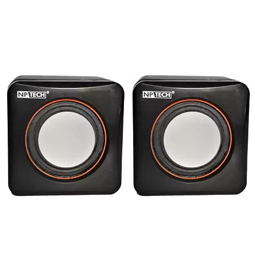 NP TECH Mini Desktop Computer Multimedia USB Speaker, 3.5mm Wired Music Player Soundbox USB Powered Home Speakers Subwoofer for Cellphone Laptop PC Universal (Black) NP-400