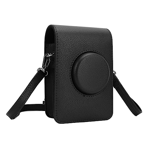 Camera Bag Retro Camera Pouch Case PU Leather Adjustable Strap Soft Liner Camera Case for Mini Photography (Black)