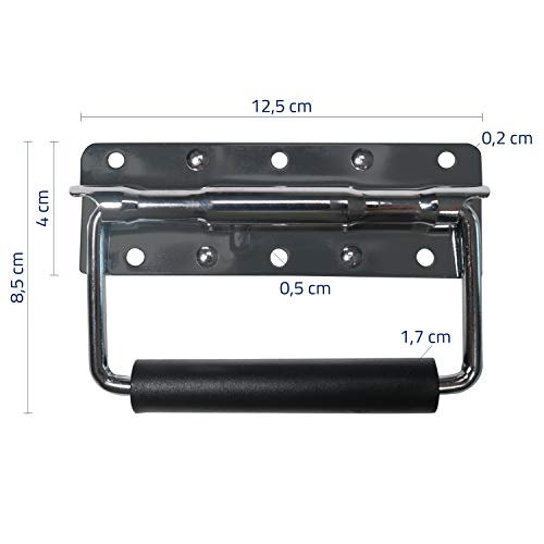 HMF 14990-09 Cheast Handle for Boxes, Silver,black, 12,5 x 4 x 0,2 cm - Image 2