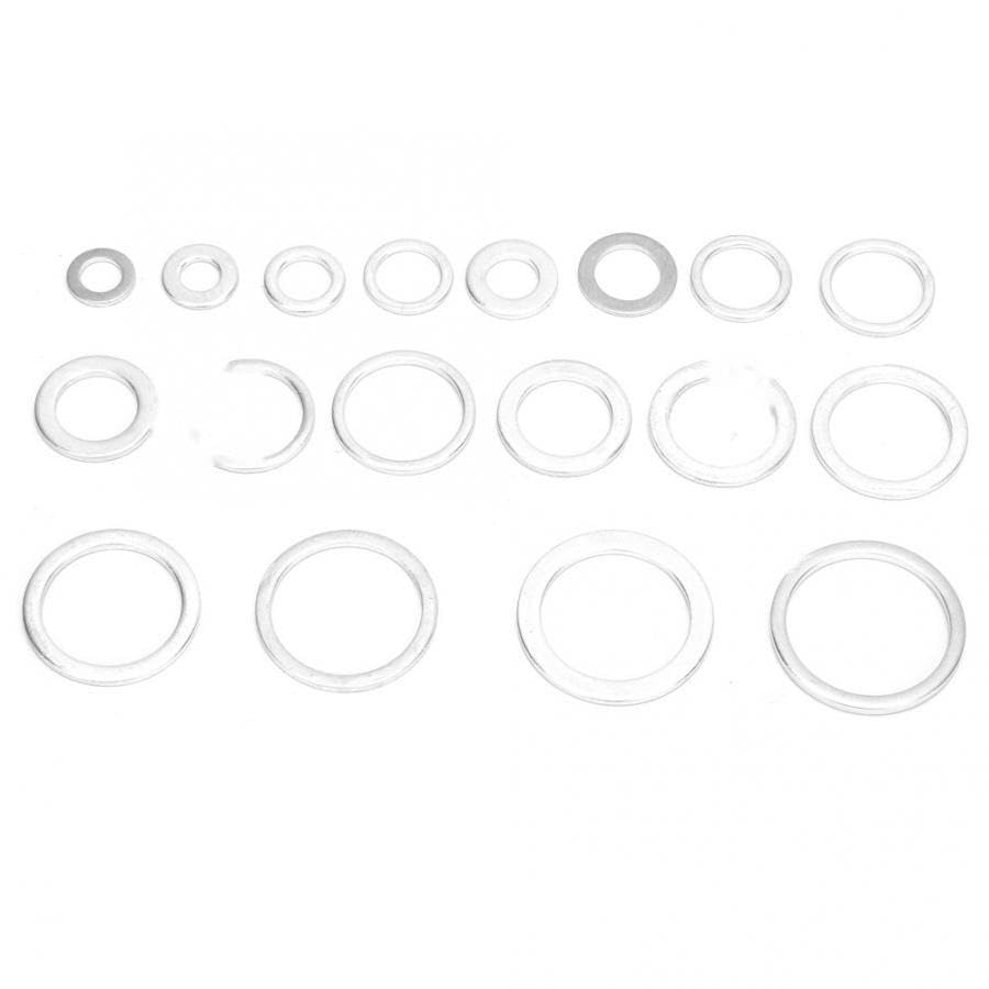 450 pcs 18 Sizes Oil Drain Plug Aluminum Washer Gasket Assortment Set with Plastic Box Lock Assortment Set