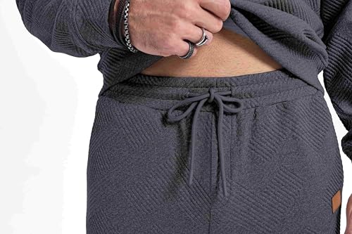 JMIERR Herren Jogginganzug Set 2-Teiliger Sweatshirt Trainingsanzug Casual Sportanzug Herren Sweatshirts und Jogginghose Tracksuit sets mit Strukturmuster,Dunkelgrau L