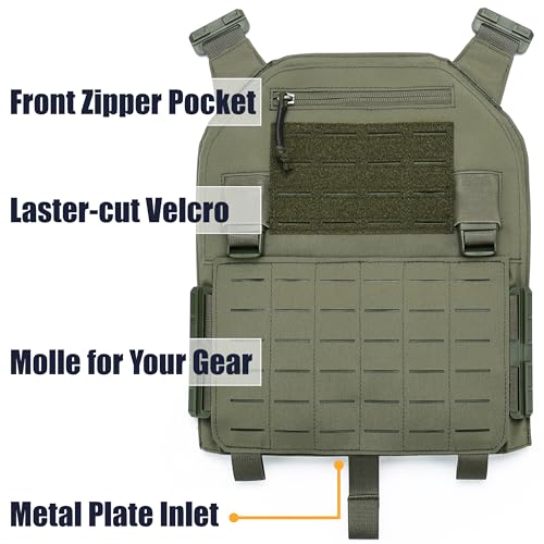 DEYACE Tactical Quick Release Vest for Men, Fully Adjustable Plate Carriers Vest with Breathable 3D Mesh Liner