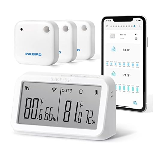 INKBIRD Indoor Outdoor Thermometer with Wi-Fi Digital Indoor Monitor Set, Wireless Temperature and Humidity Monitor with 3 Sensors, White, Large LCD Multi-Channel Display for Home, Office, Bedroom