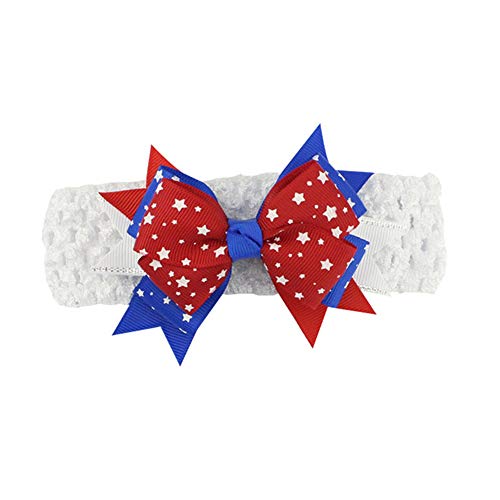 Mascare 4Th Of July Ribbon Hair Bows Headband American Flag Day Baby Bow Clips Red&Blue &White Headwear 3Pcs #TOP3