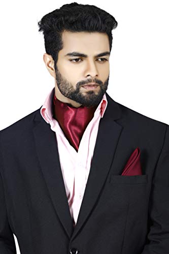 Image of BLACKSMITH Jacquard Microfiber Neckwear Ascot and Matching Pocket Square Set for Men