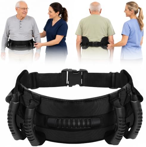 Gait Belt for Seniors, Transfer Belt with Padded Handle for Elder...
