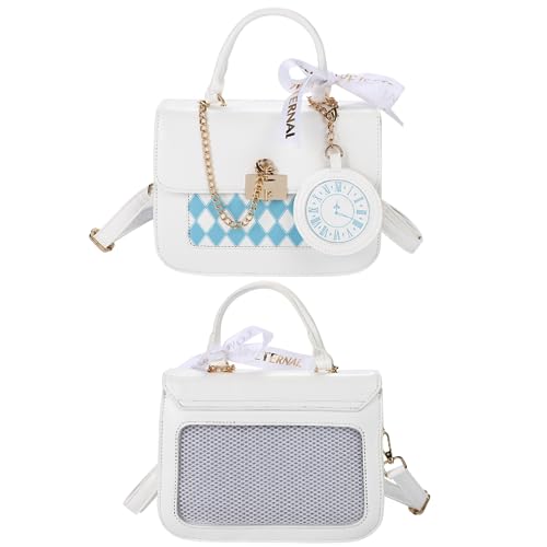 [HARGIO] 痛バッグ 小さめ 痛バ 痛バック ショルダー 隠せる 普段使い ミニ 2WAY ハンドバッグ ショルダーバッグ 黒 白 ブラック ホワイト いたばっく おしゃれ かわいい 推し活 プレゼント 大人 レザー調 (ホワイト)