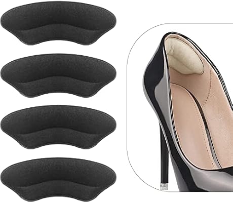 Heel Grips Liner Cushions Inserts for Loose Shoes, Pads Snugs for Shoe Too Big Men Women, Filler Improved Shoe Fit and Comfort, Prevent Heel Slip and Blister (4 Pairs) (Black)