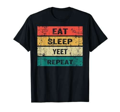 Eat sleep yeet repeat divertido vintage deportes juegos regalos camiseta